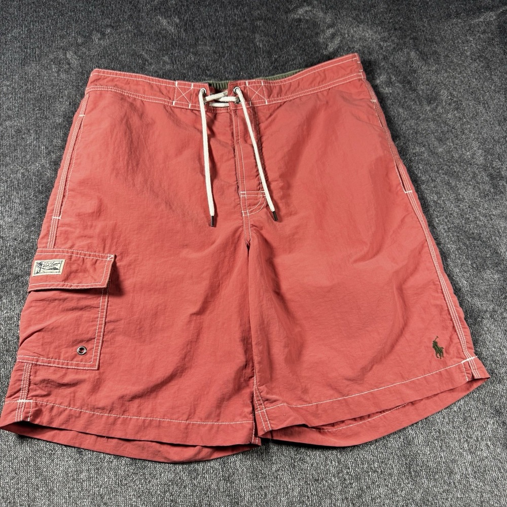 Polo Ralph Lauren Mens Small Shorts Salmon Pink Swim Trunks Green Pony RN41381